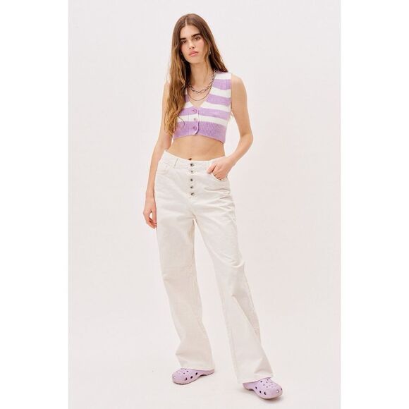 For love & lemons maud crop sweater vest purple striped NEW - Picture 12 of 12